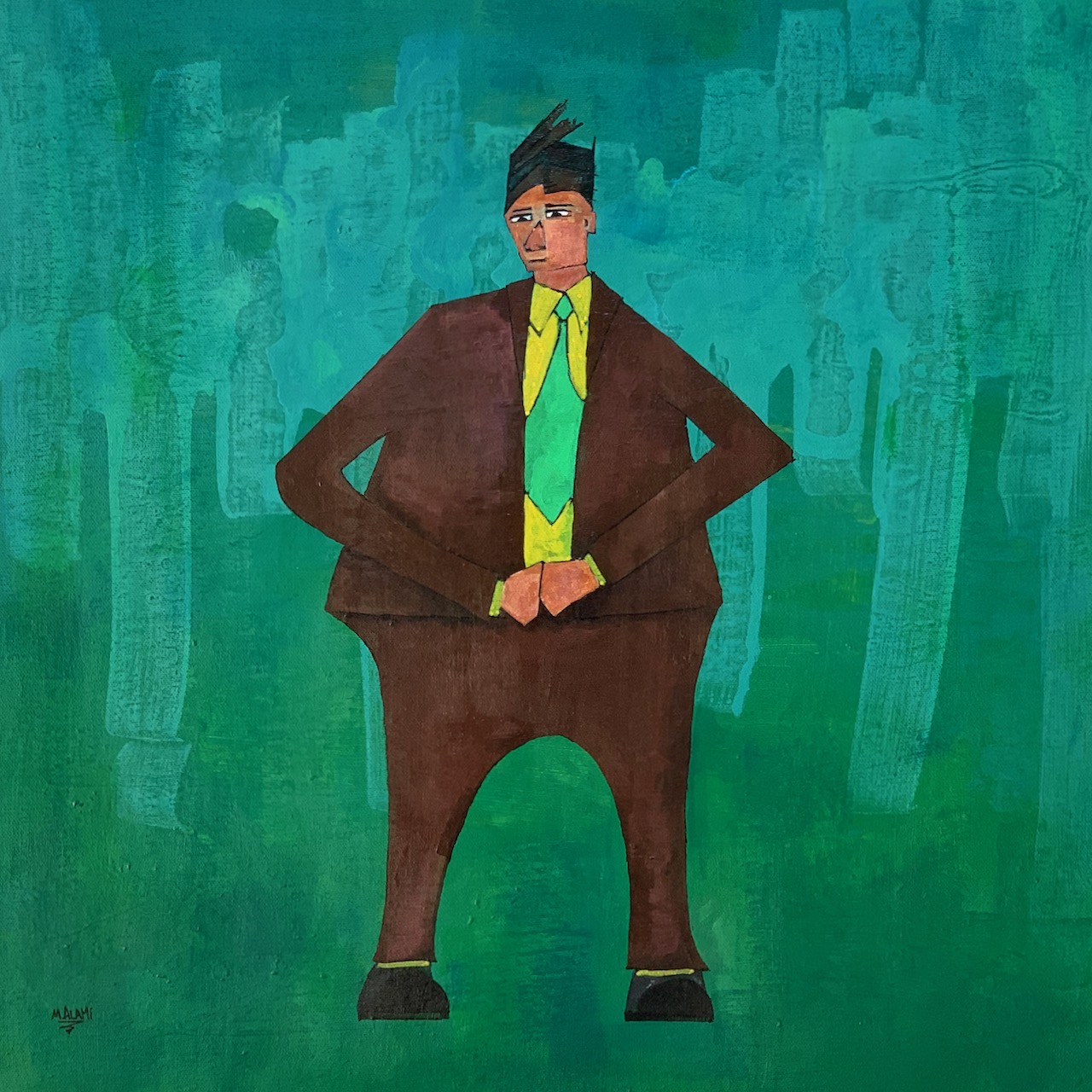 Painting of Man in a green suit